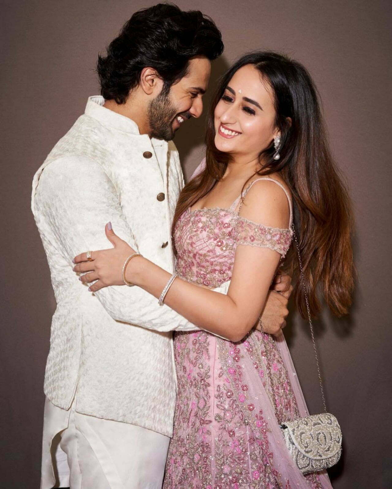 Varun Dhawan and natasha dalal hugs each other