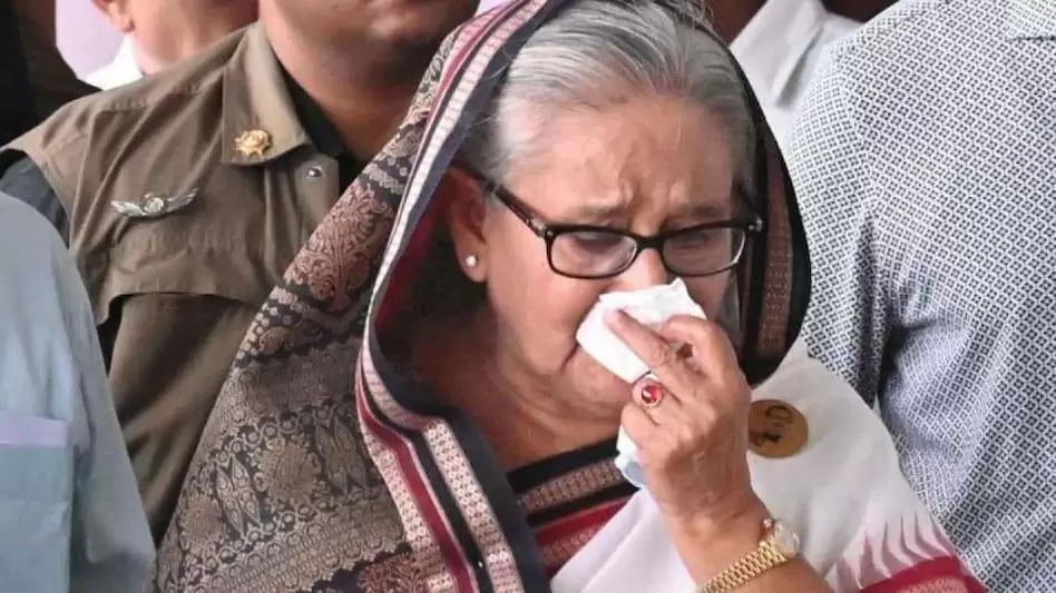 Prime minister of Bangladesh Sheikh crying Hasina 